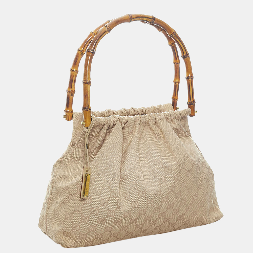 

Gucci Beige/Brown Bamboo GG Canvas Handbag