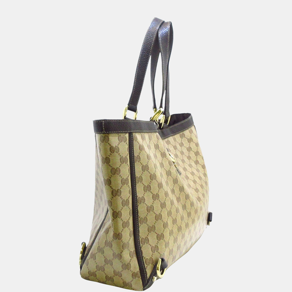 

Gucci Beige/Brown GG Crystal Abbey D-Ring Tote Bag