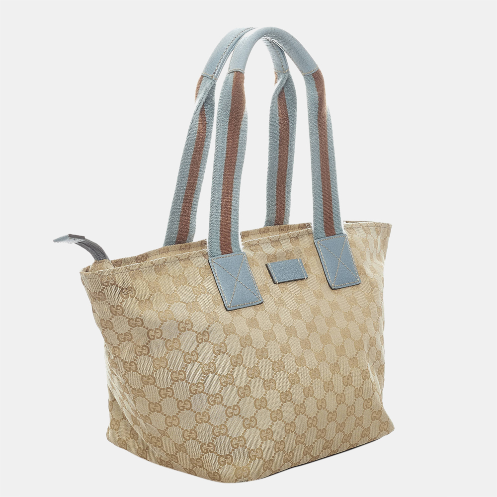 

Gucci Beige/Brown/Multi Color GG Canvas Web Tote Bag