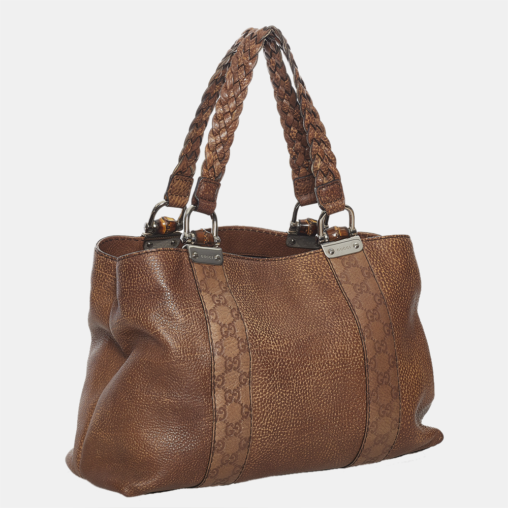

Gucci Brown Bamboo Bar Leather Tote Bag