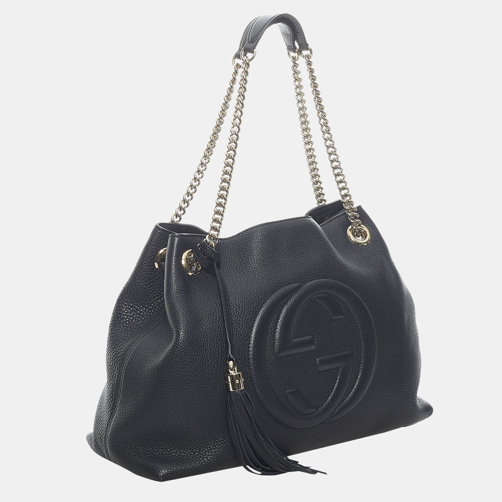 

Gucci Black Soho Chain Leather Tote Bag