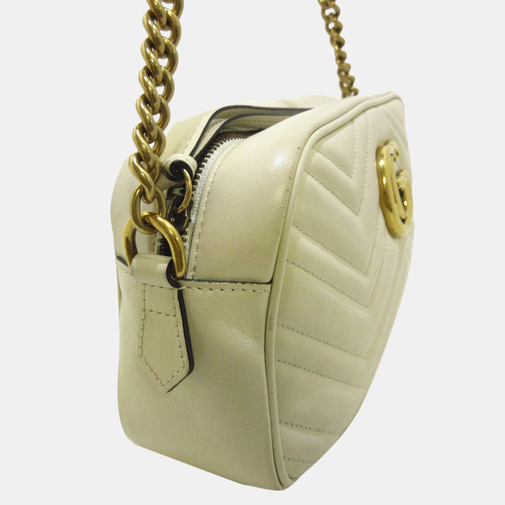 

Gucci White GG Marmont Leather Crossbody Bag