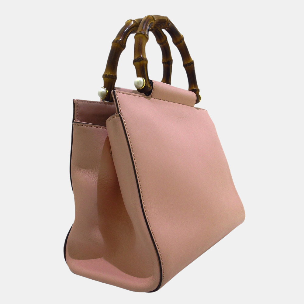 

Gucci Pink Bamboo Nymphaea Leather Satchel