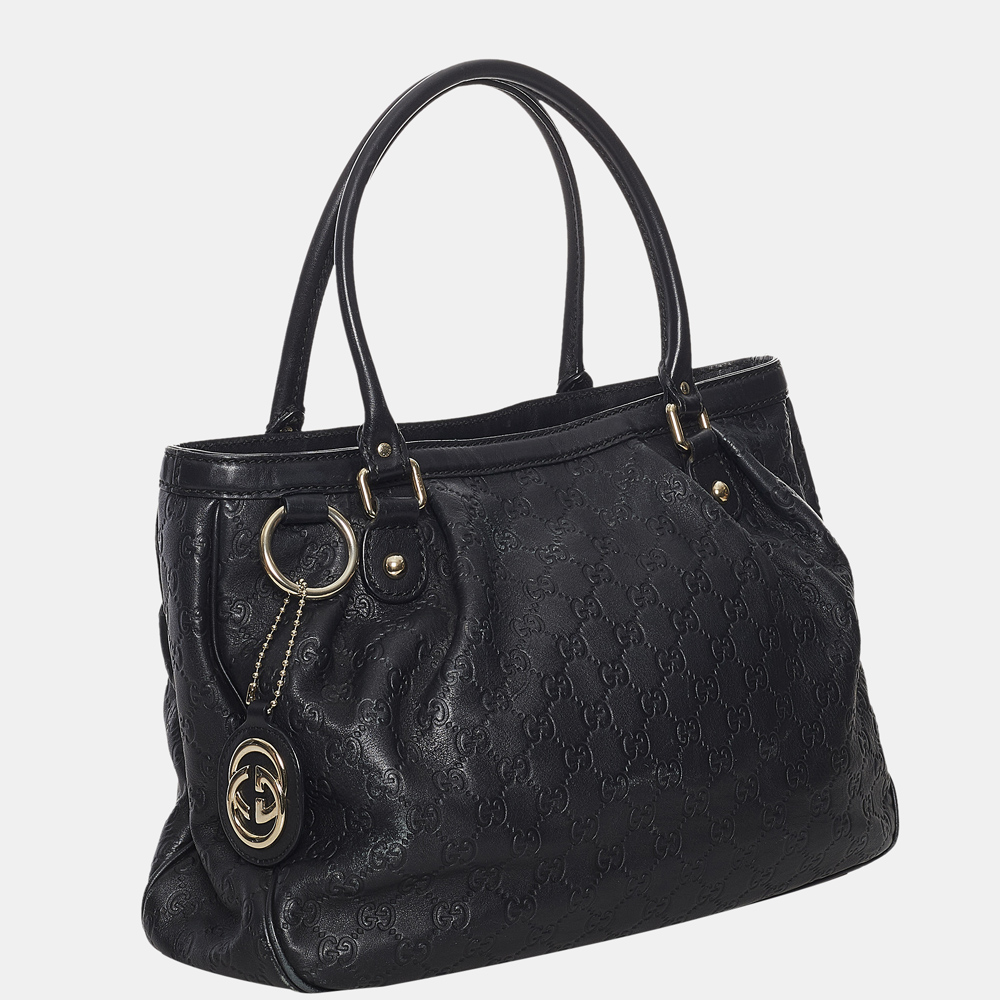 

Gucci Black Guccissima Sukey Tote Bag