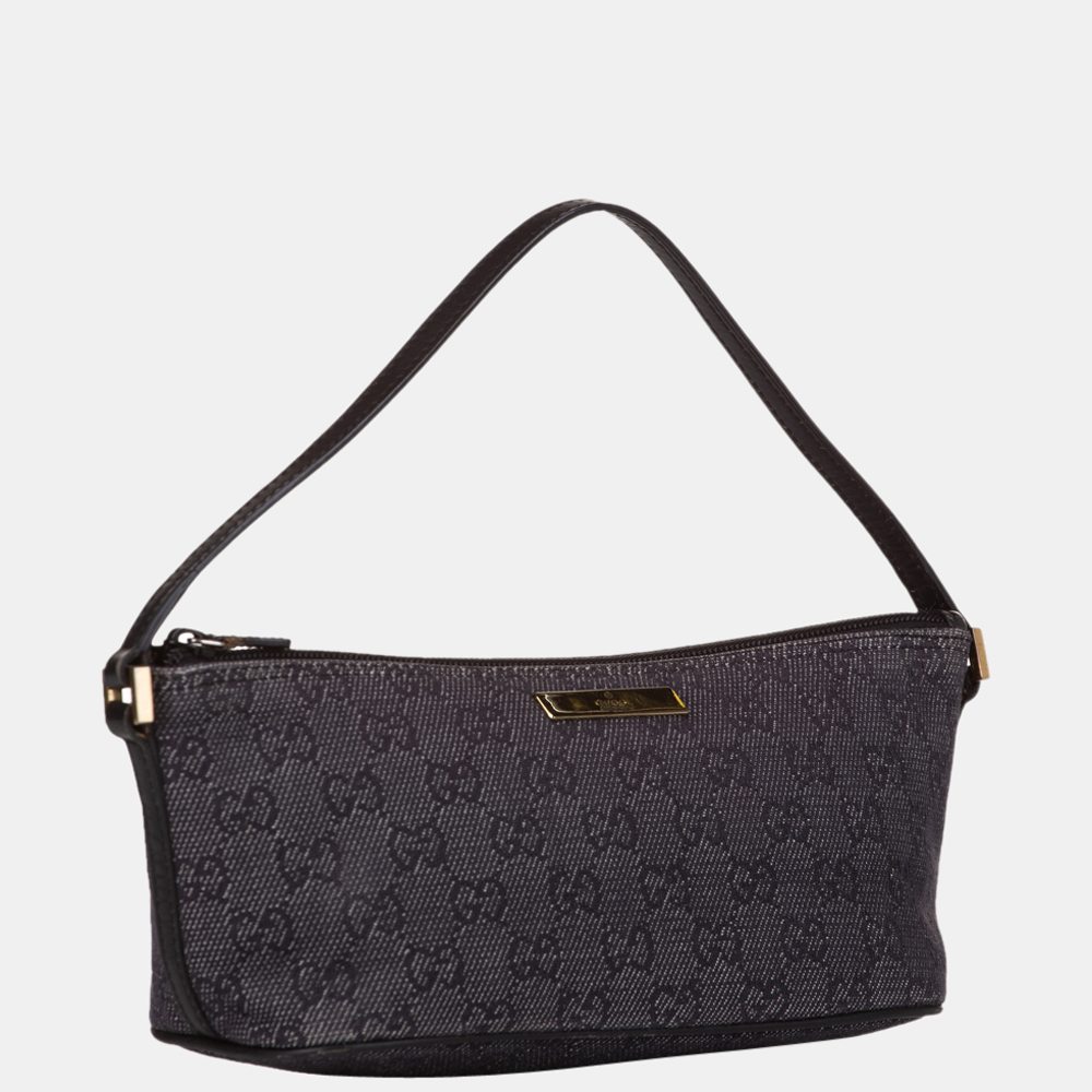 

Gucci Black GG Denim Boat Baguette
