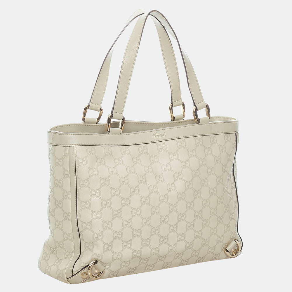 

Gucci White Guccissima Abbey D-Ring Tote Bag