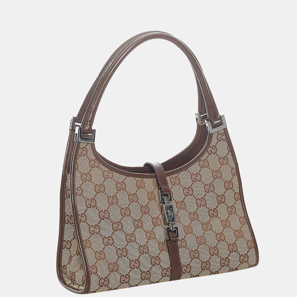 

Gucci Beige/Black/Brown GG Canvas Jackie Shoulder Bag