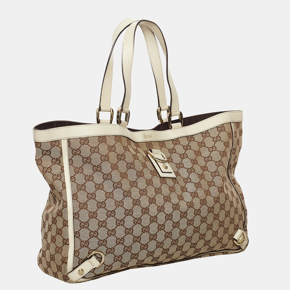 

Gucci Beige/Brown/White GG Canvas Abbey D- Ring Tote Bag