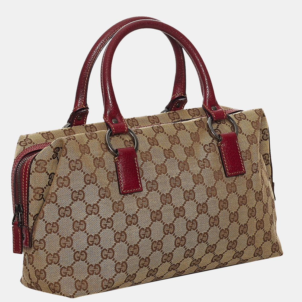

Gucci Beige/Brown/Red GG Canvas Boston Bag