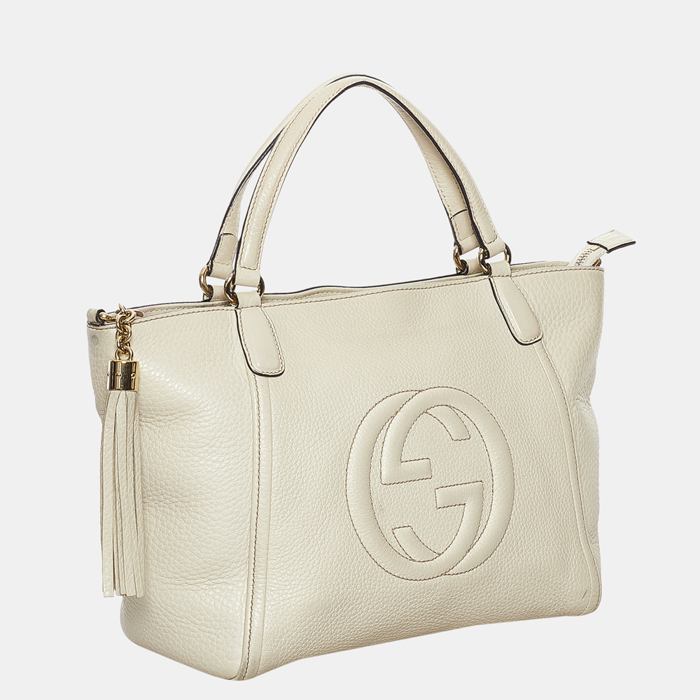 

Gucci White Soho Cellarius Leather Satchel