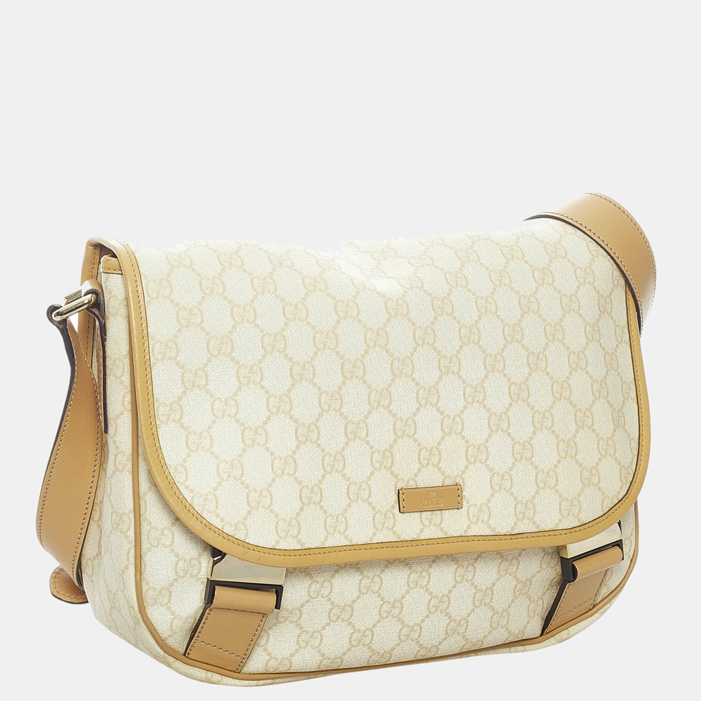 

Gucci Brown/White GG Supreme Crossbody Bag