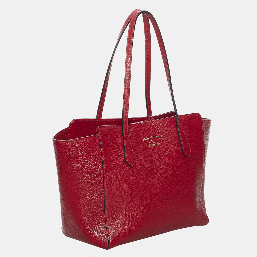 

Gucci Red Swing Leather Tote Bag