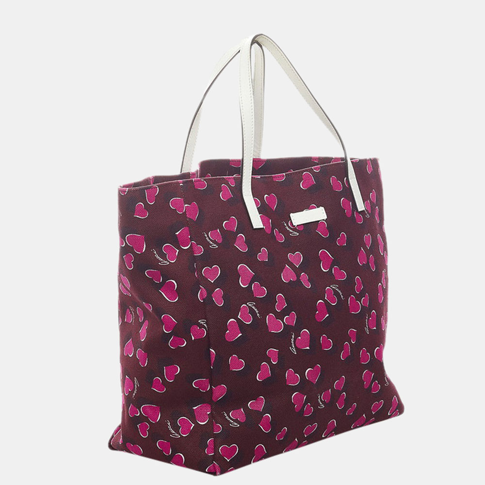 

Gucci Pink Canvas Heart Print Tote Bag