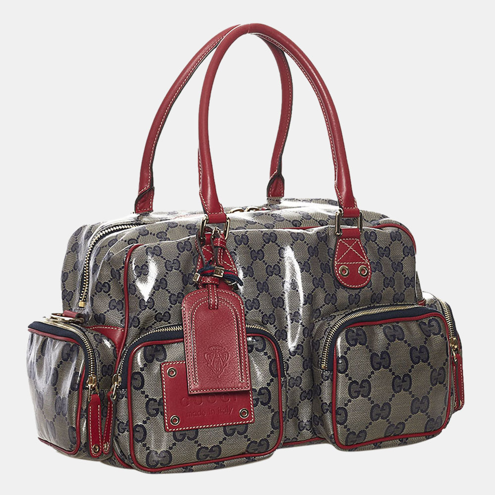 

Gucci Grey GG Crystal Canvas Satchel Bag