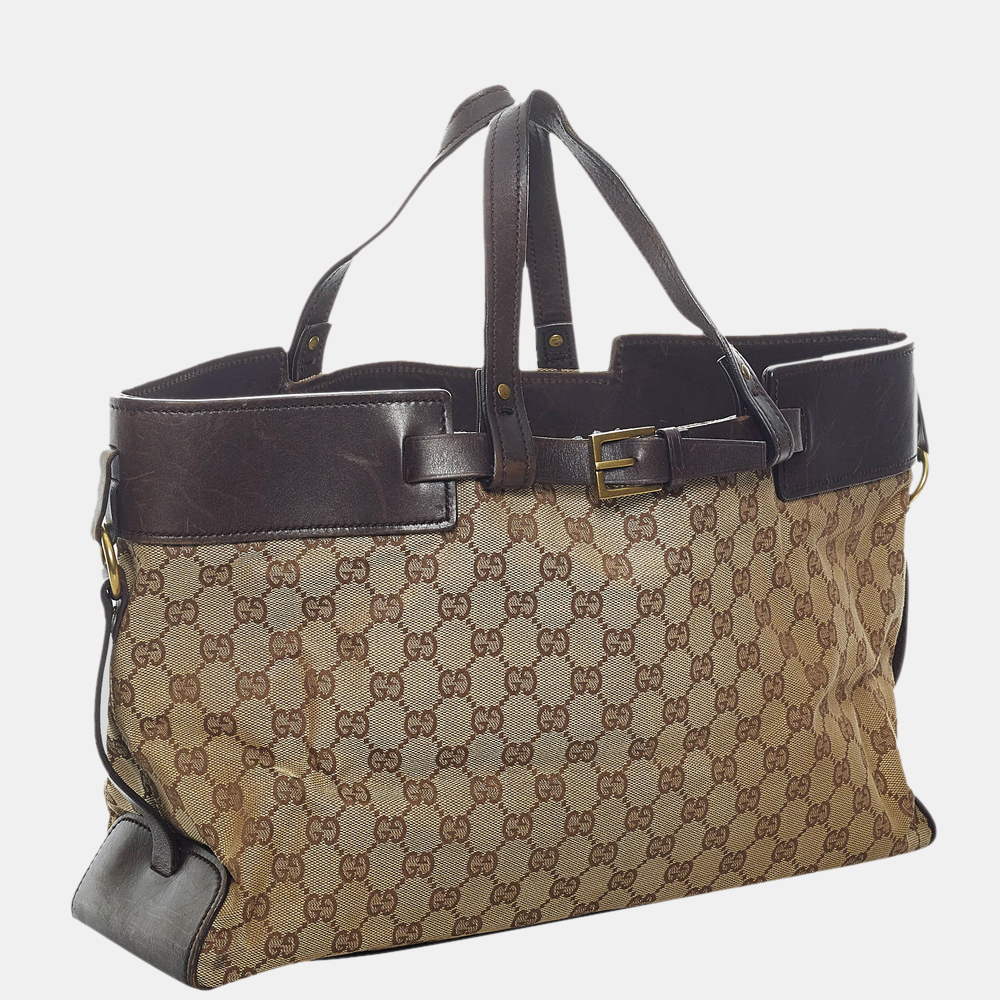 

Gucci Beige/Brown GG Canvas Belt Tote Bag