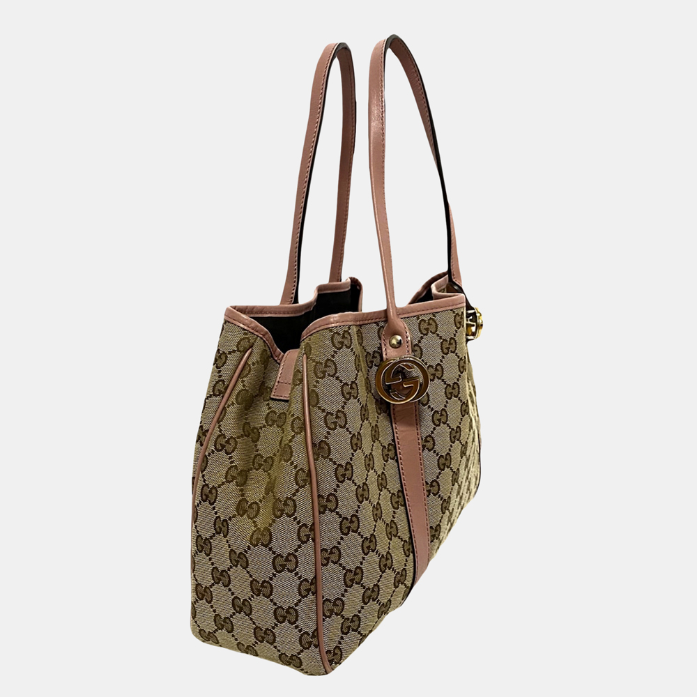 

Gucci Beige/Brown/Pink GG Canvas Twins Tote Bag