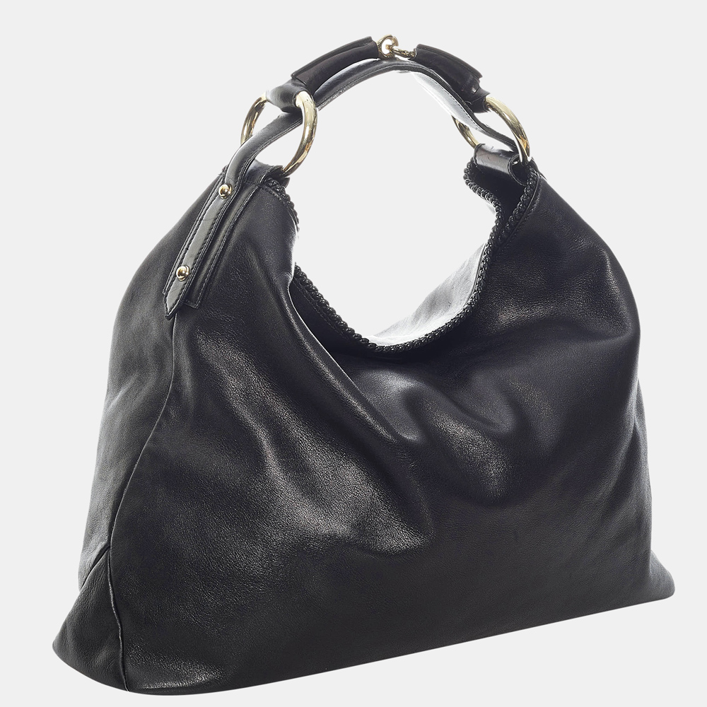 

Gucci Black Horsebit Leather Hobo Bag