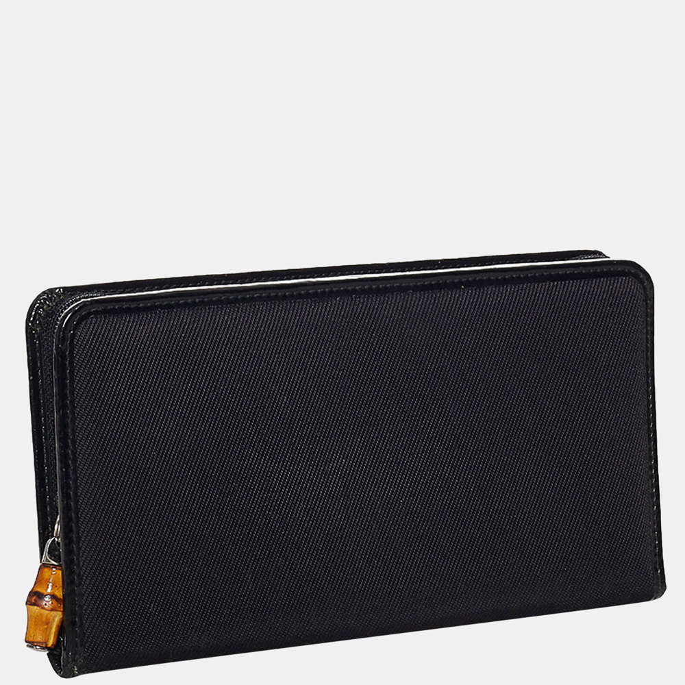 

Gucci Black Bamboo Canvas Long Wallet