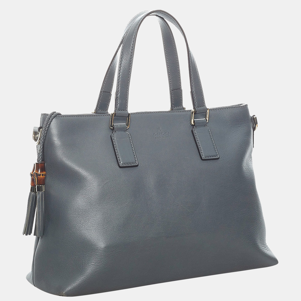 

Gucci Grey Bamboo Leather Tote Bag