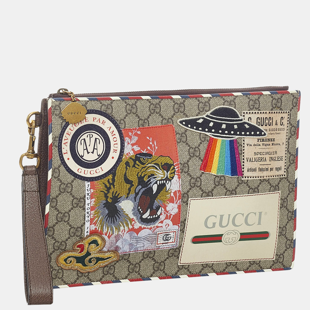 

Gucci Beige/Brown/Multi Color GG Supreme Courrier Clutch Bag