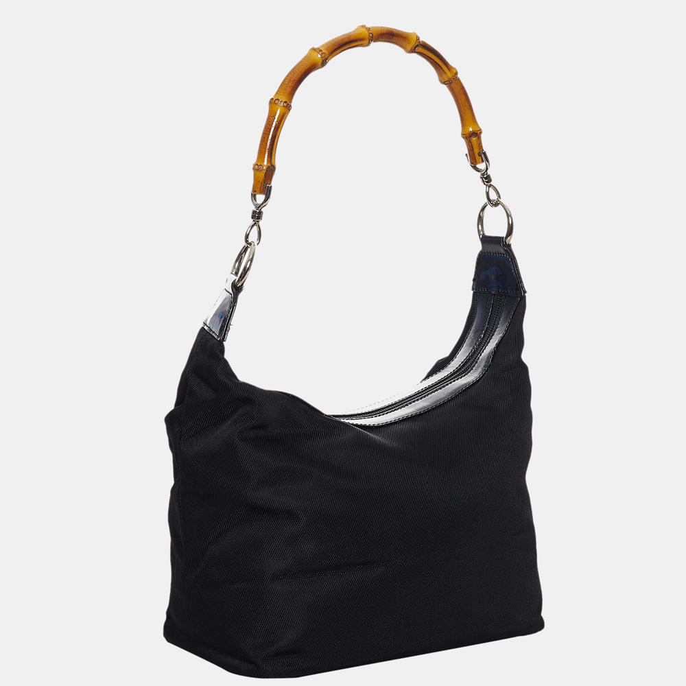 

Gucci Black Bamboo Canvas Shoulder Bag