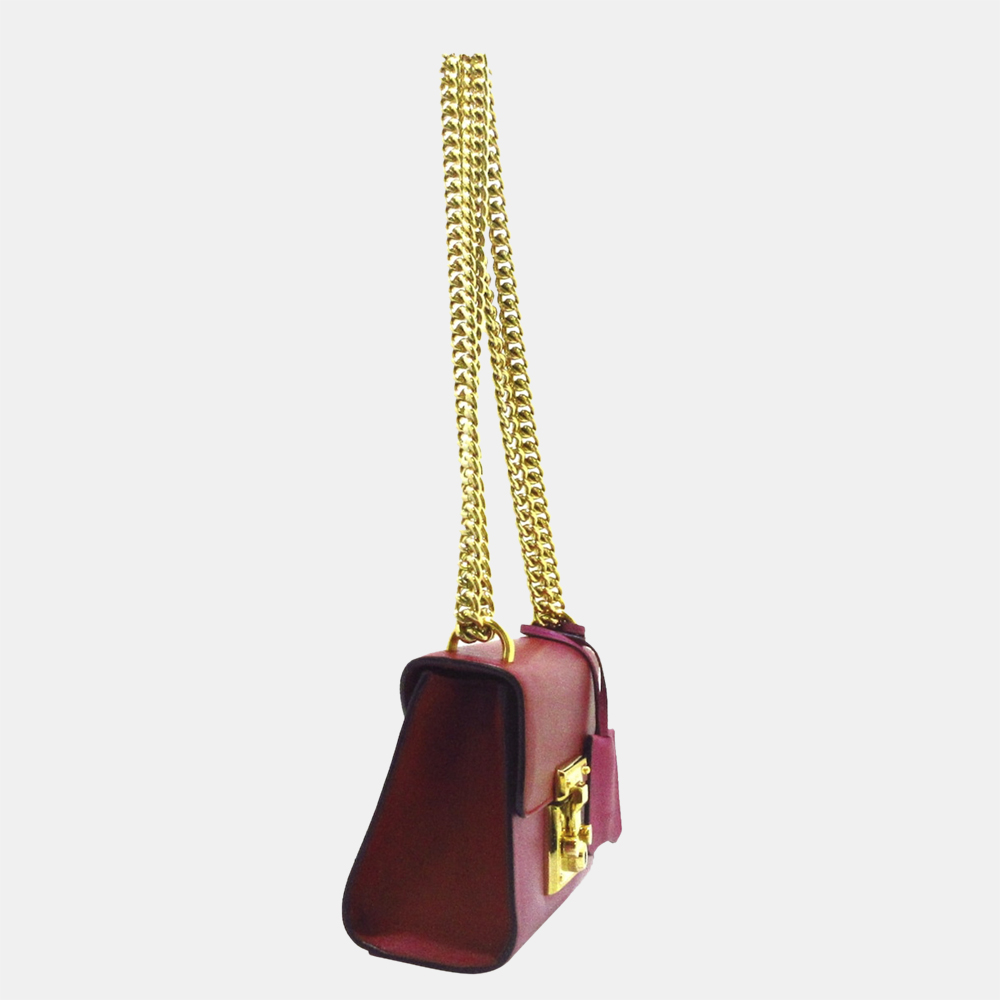 

Gucci Pink/Red Small Padlock Leather Crossbody Bag