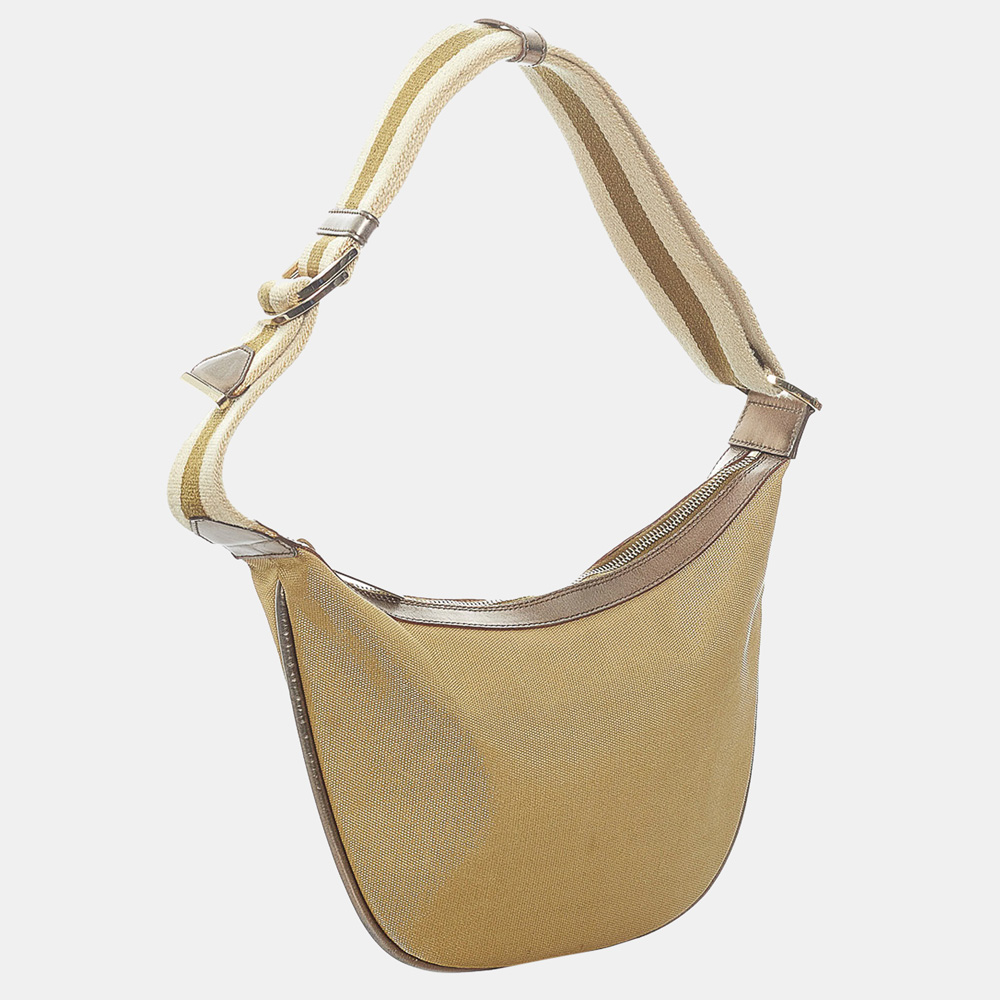 

Gucci Gold Web Canvas Shoulder Bag