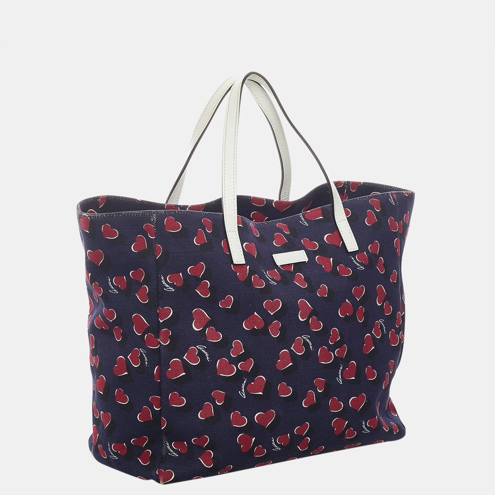 

Gucci Blue/Multi Color/Navy Blue Heartbeat Canvas Tote Bag