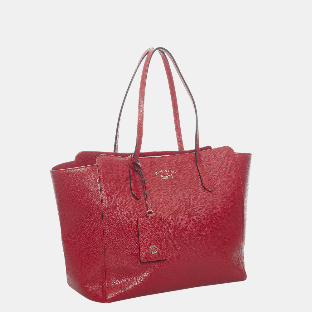 

Gucci Red Swing Leather Tote Bag