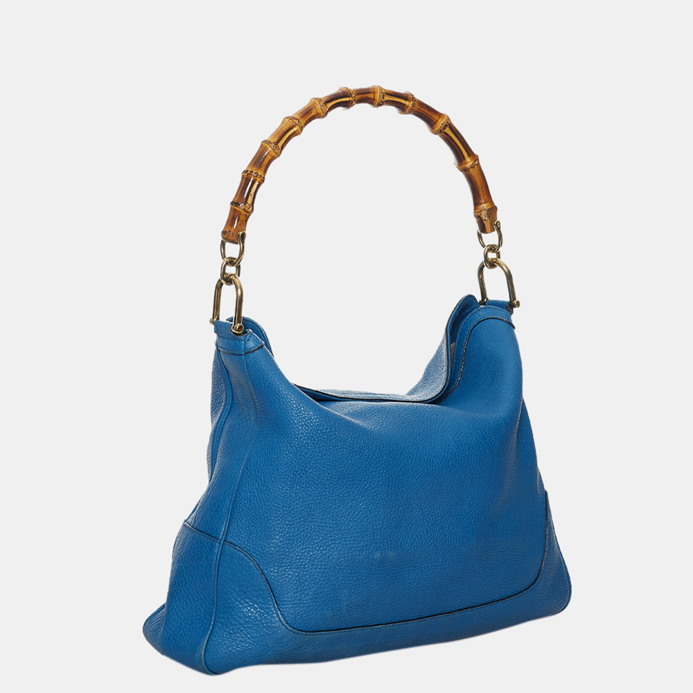 

Gucci Blue Diana Bamboo Leather Satchel