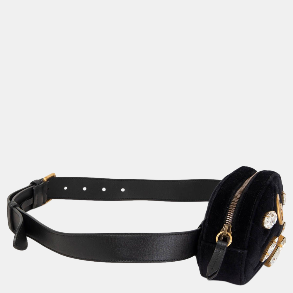 

Gucci GG Marmont Crystal & Velvet Belt Bag Black Size