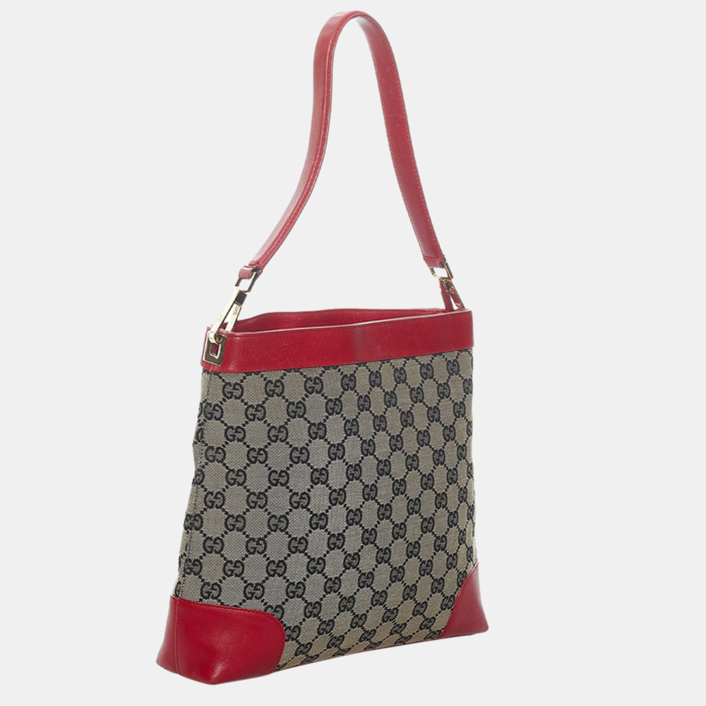 

Gucci Grey GG Canvas Leather Shoulder Bag