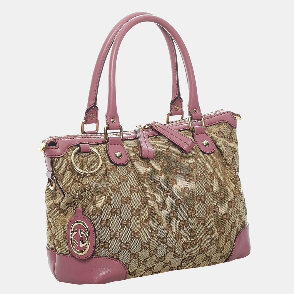 

Gucci Beige/Brown/Pink GG Canvas Sukey Satchel