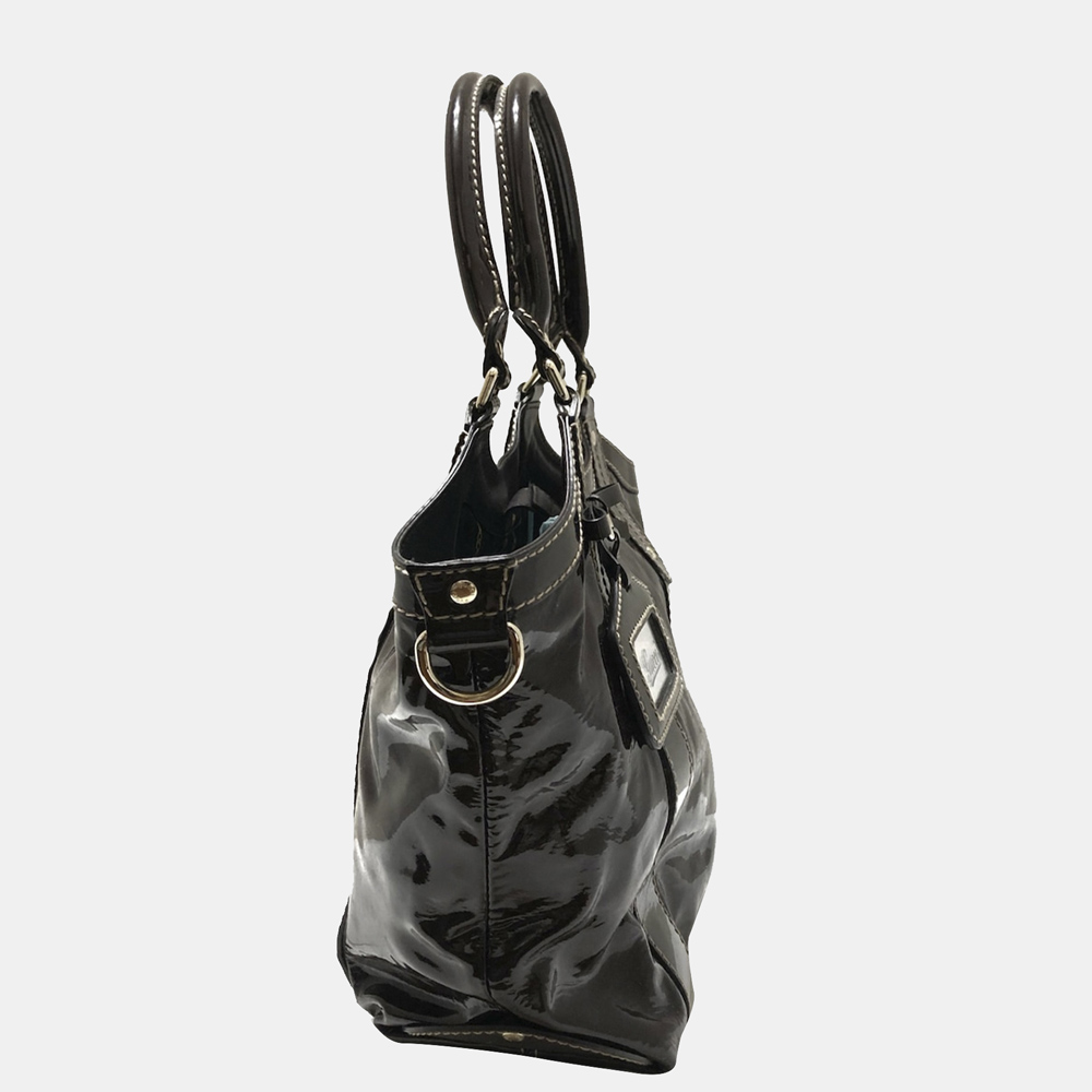 

Gucci Brown Patent Leather Tote Bag