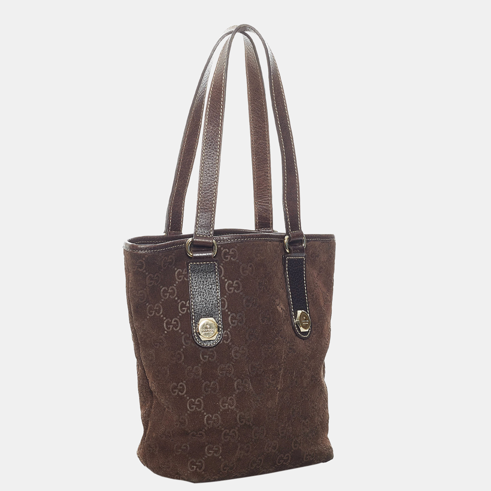 

Gucci Brown Guccissima Charmy Suede Tote Bag