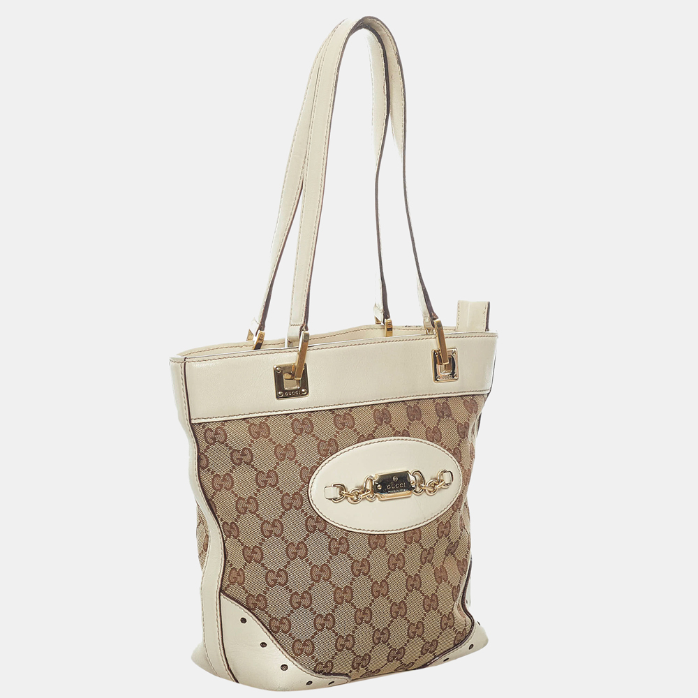 

Gucci Beige/Brown/White GG Canvas Punch Tote Bag