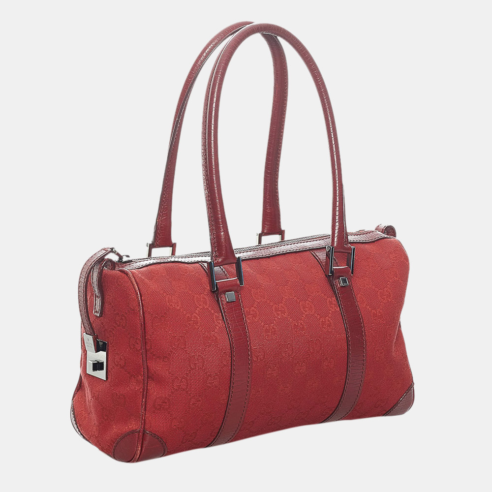 

Gucci Red GG Canvas Boston Bag