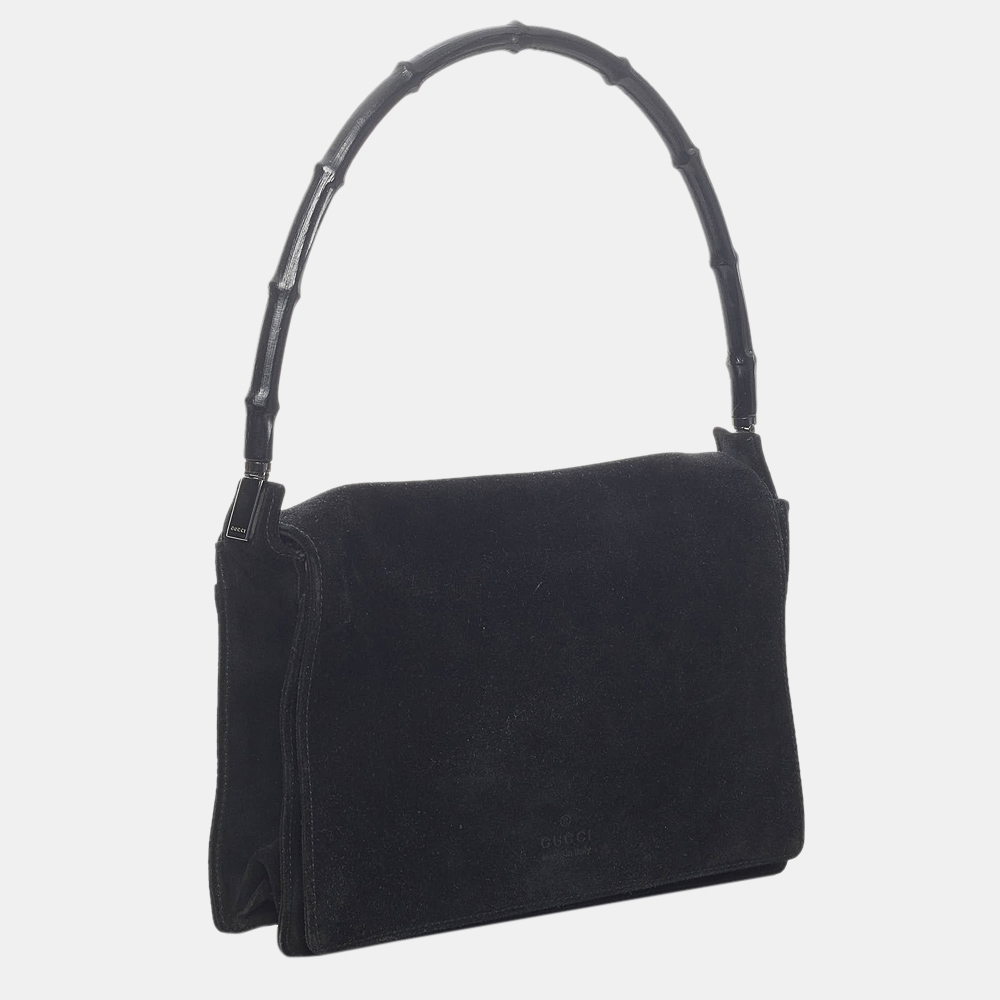 

Gucci Black Bamboo Suede Handbag