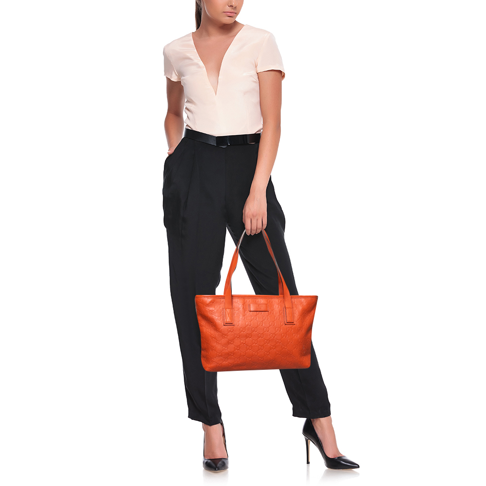 

Gucci Orange Guccissima Leather Small Shopper Tote
