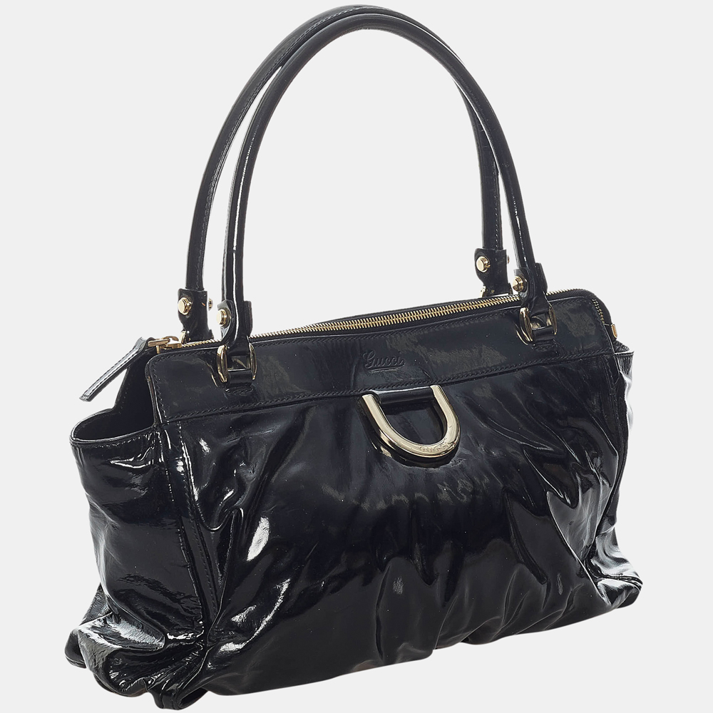 

Gucci Black Abbey D-Ring Patent Leather Handbag