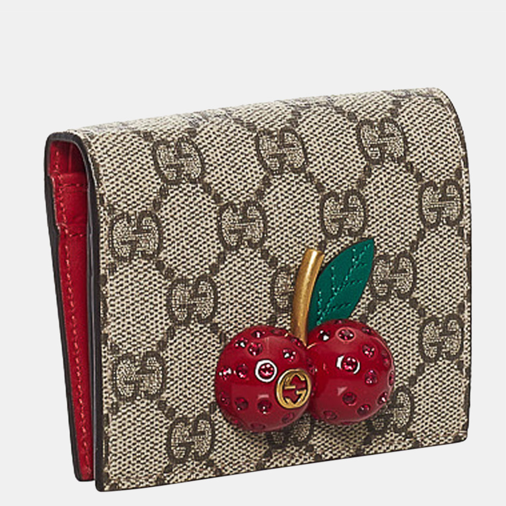 

Gucci Beige/Brown/Red GG Supreme Cherries Wallet