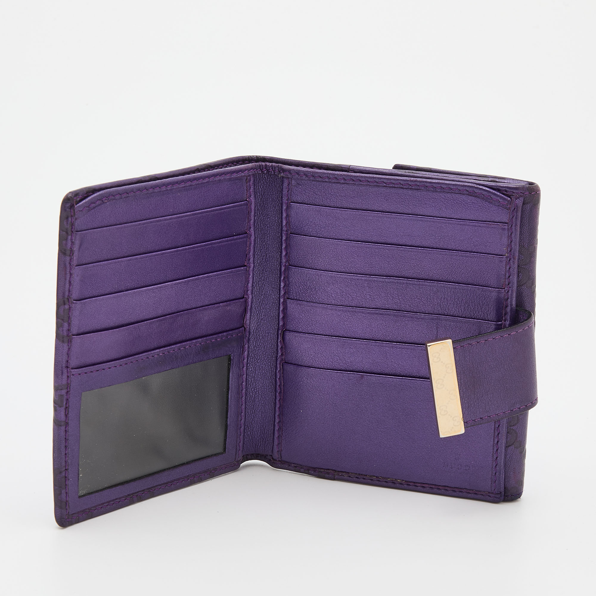 

Gucci Metallic Purple Guccissima Leather Compact Wallet