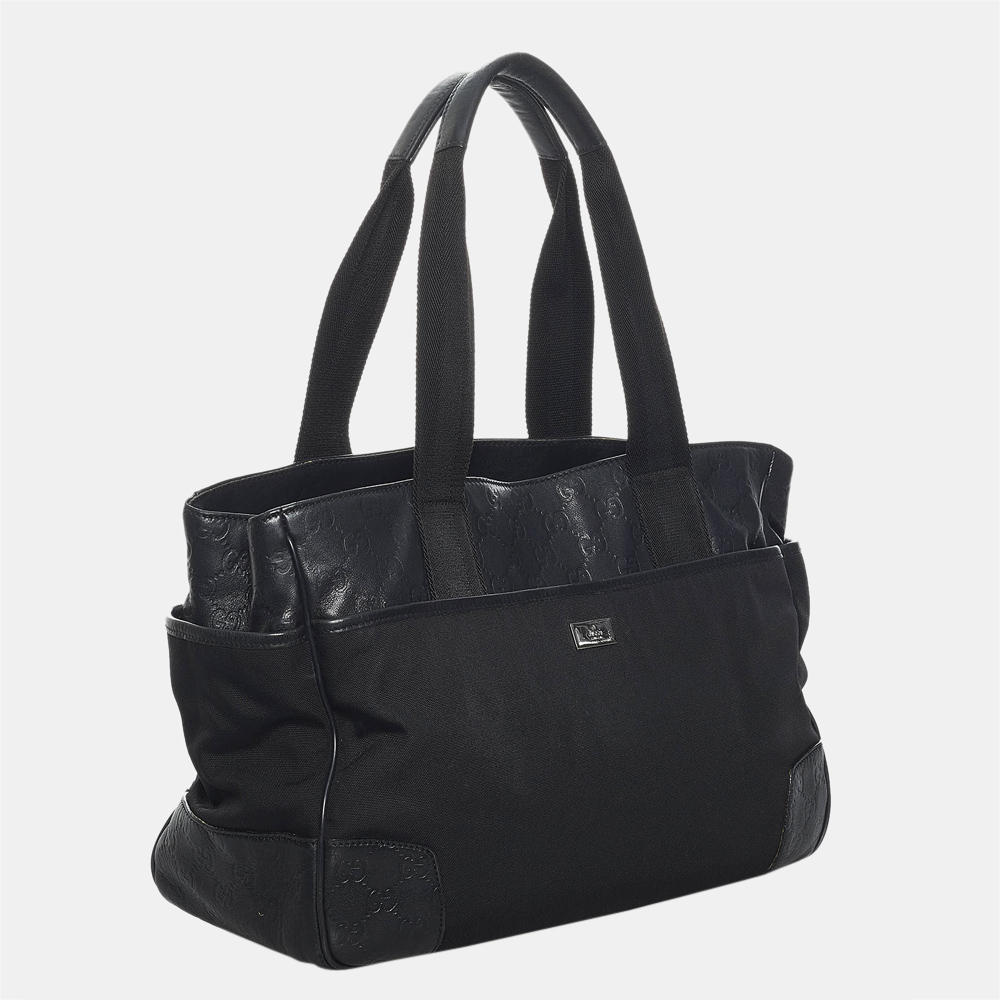 

Gucci Black Guccissima Leather Canvas Handbag