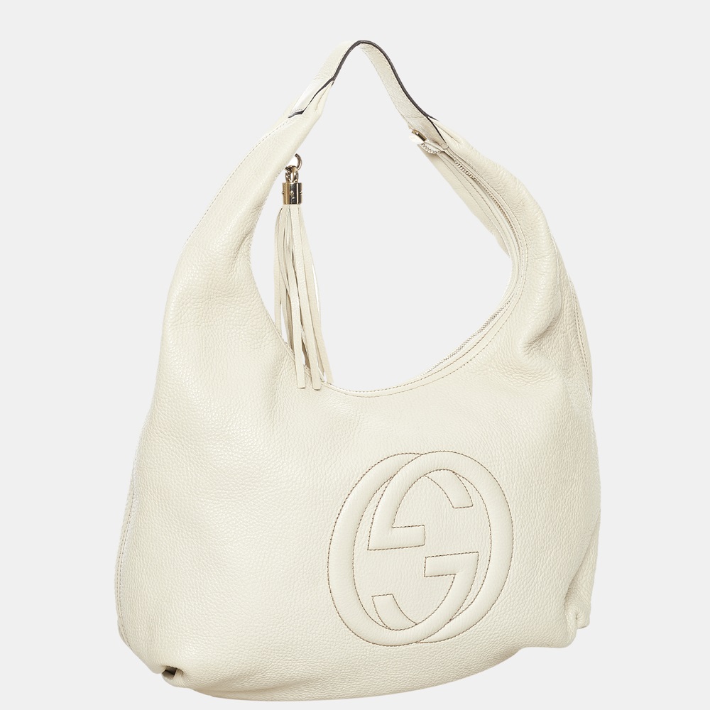 

Gucci White Soho Leather Hobo Bag