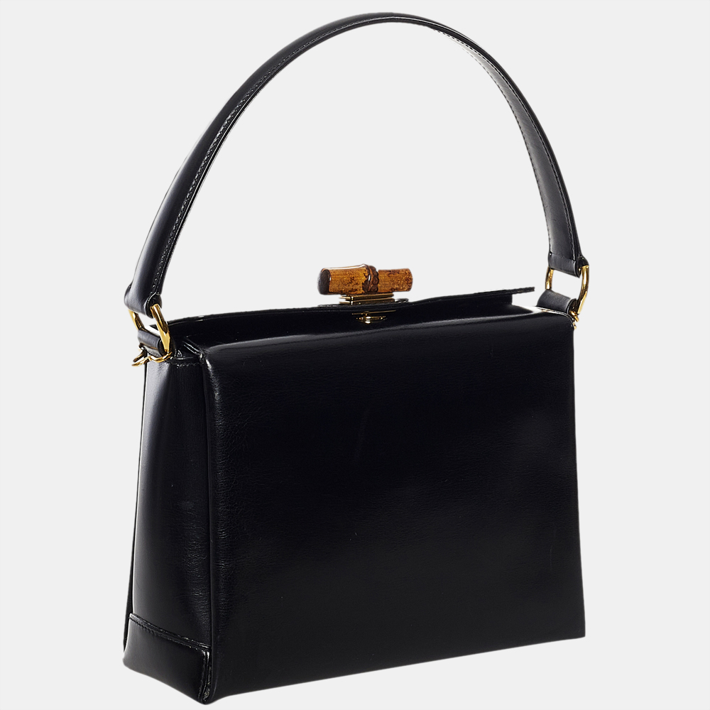 

Gucci Black Bamboo Leather Handbag