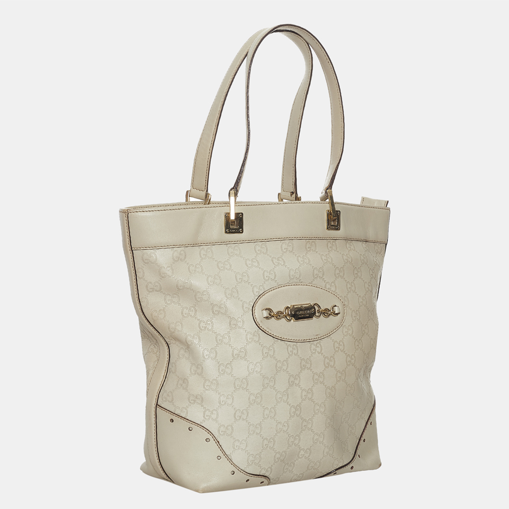 

Gucci White Guccissima Punch Tote Bag