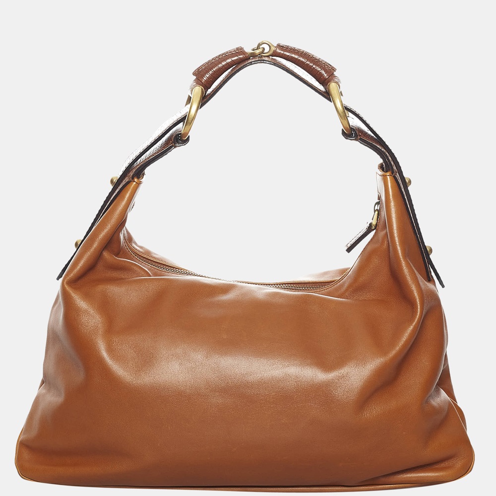

Gucci Brown Horsebit Chain Leather Hobo