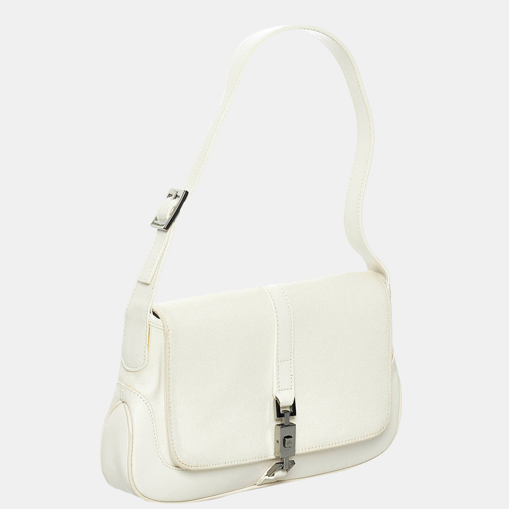 

Gucci White Jackie Canvas Shoulder Bag