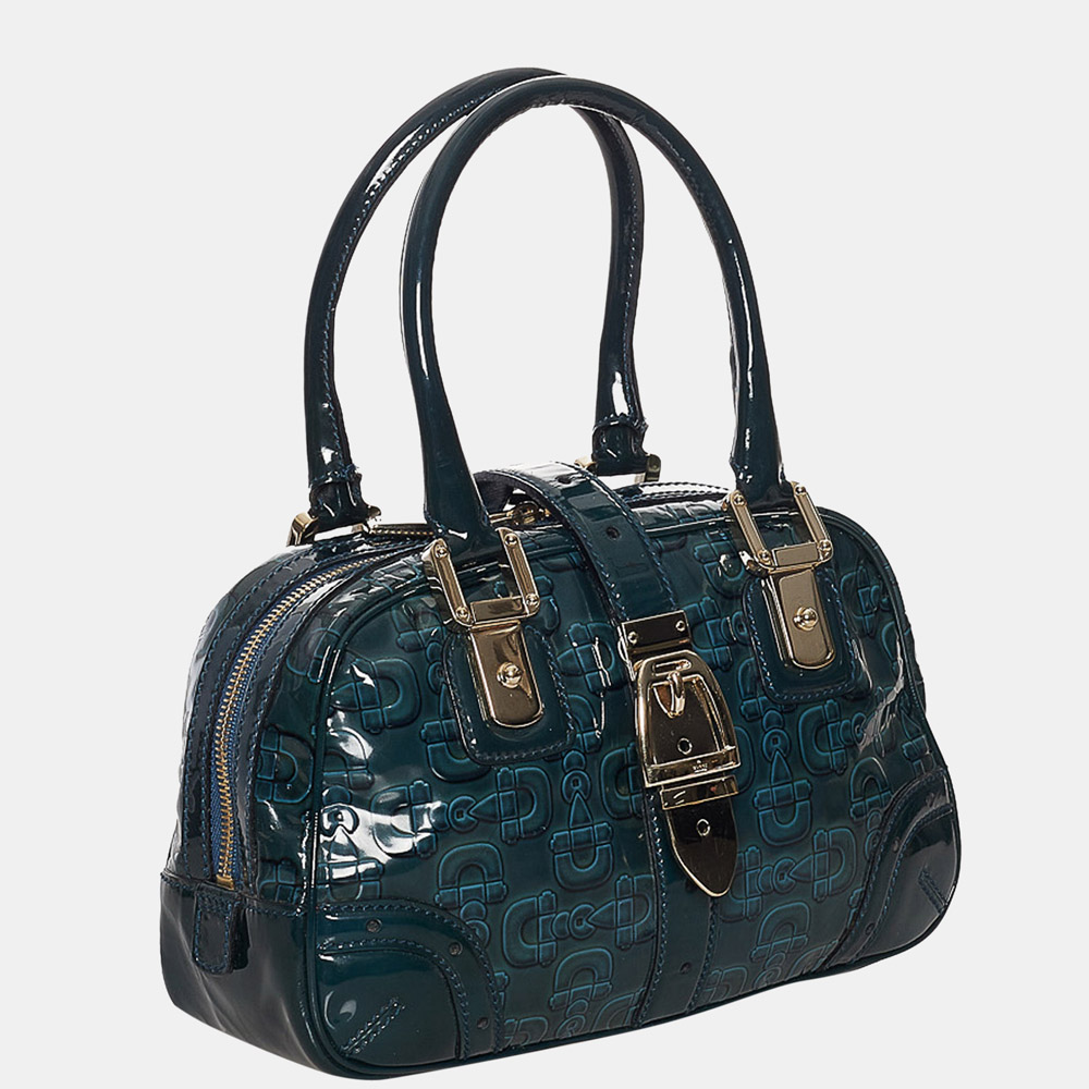 

Gucci Green Horsebit Patent Leather Handbag