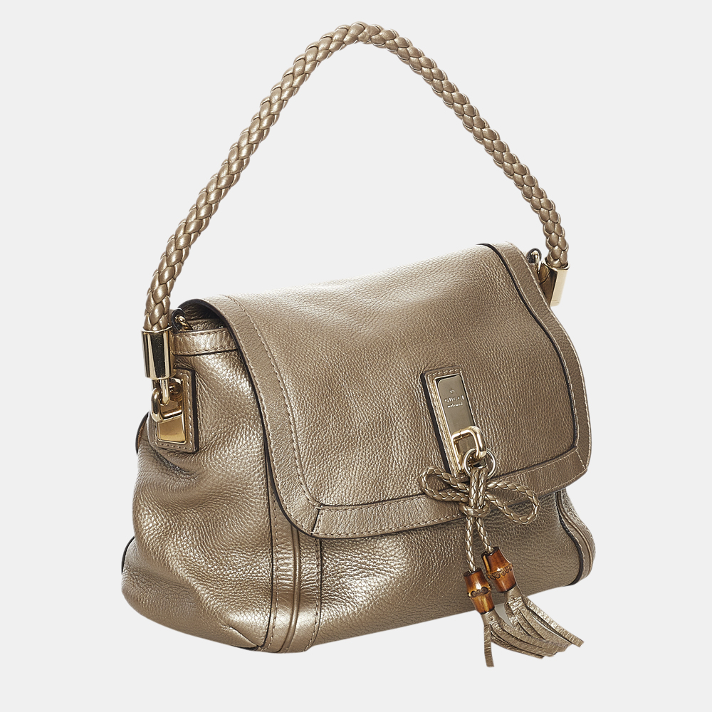 

Gucci Gold Bella Leather Satchel Bag